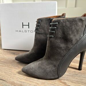 Halston Heritage Charcoal Heeled Boots - New with box